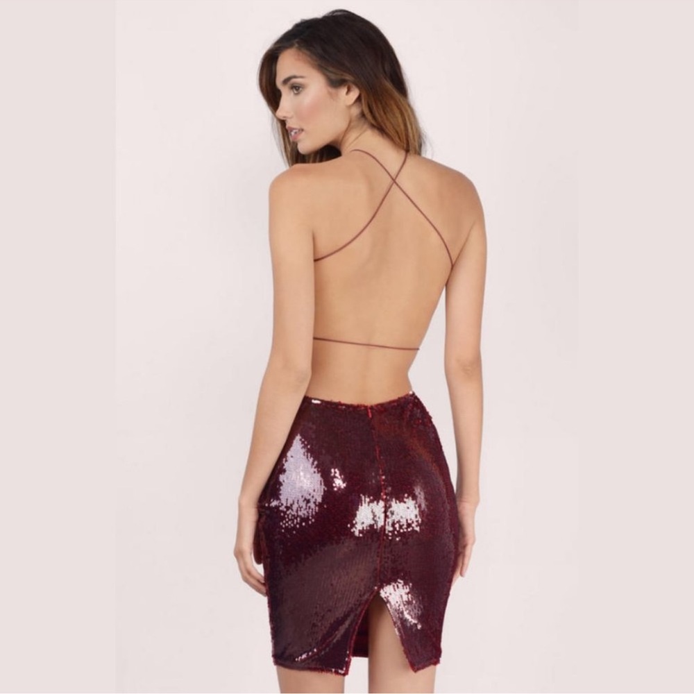 NWT Tobi Burgundy / Brown Sequin Midi Pencil Skirt Medium